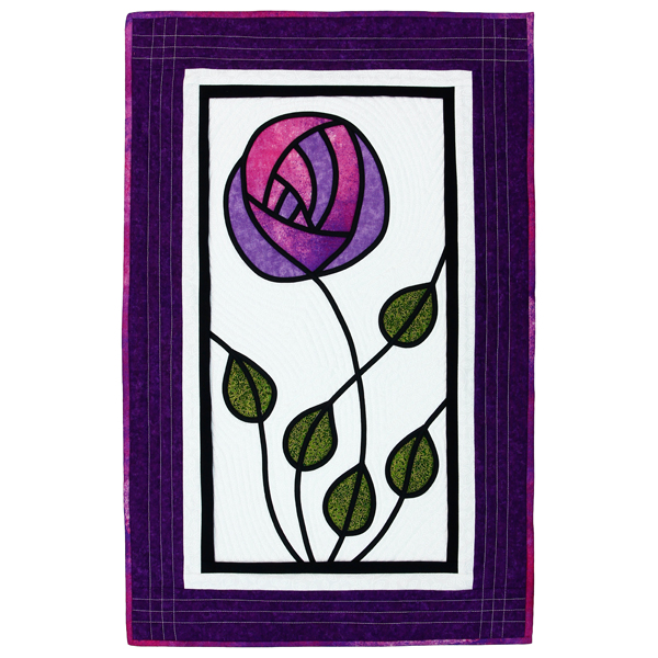 Quiltessential Glasgow Rose 1 stained glass quilt pattern